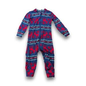 Hanna Andersson Dear Deer Blue Sleeper Pajama One Piece Infant 80 US 18-24 mos